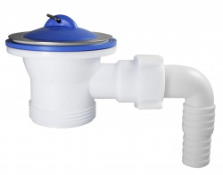 Pileta d70mm 6/4" s kolenovou pripojkou na pracku/umyvacku a zatkou s kovovym ockom