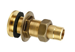 Prechod prirubovy 1/2"x3/8", dlzka zavitu 45mm s maticou, sroubenim a gum. tes., na nadrze, mosadzny