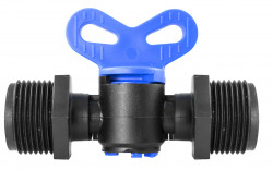 Ventil MINI s motylikom 3/4" x 1/2" s vonkajsimi zavitmi, PN 4 bar, material ABS