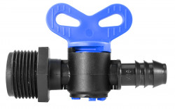 Ventil MINI s motylikom ZV 1/2" x 16mm s hadicovou koncovkou, PN 4 bar, material ABS