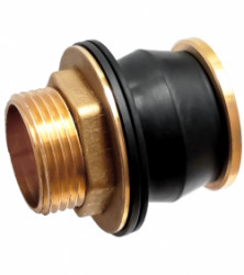 Prechod samosvorny "QUICK"  ZV 3/4" s prirubou, na nadrze, mosadzny, manzeta: guma EPDM    