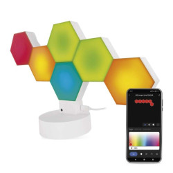 GoSmart LED stoln lampa Hexagon biela, 6 ast, RGBIC stmievaten, WiFi