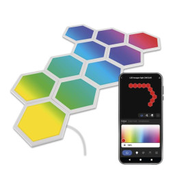 GoSmart LED svietidlo Hexagon, tartovac sada, 10 dielov, 19 W, RGBIC stmievaten, WiFi