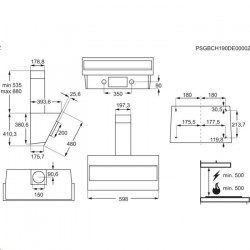 Odsva pr ELECTROLUX, komnov, 380 m3/h, rka 60 cm, ierny