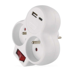 Rozboovacia zsuvka 2, vyp., 1USB-A+1USB-C, biela