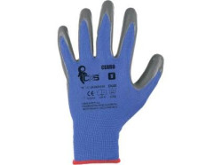 Rukavice CERRO, m��en� v nitrilu BLISTR, modro-�ed�, vel. 9