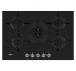 Varn doska WHIRLPOOL, plynov, 5 horkov, rka 75 cm, ierne sklo