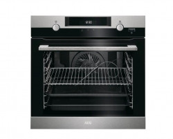 Vstavan rra AEG, 71 l, rka 59,5 cm, pyrolza, gril, ventiltor, ierna/nerez
